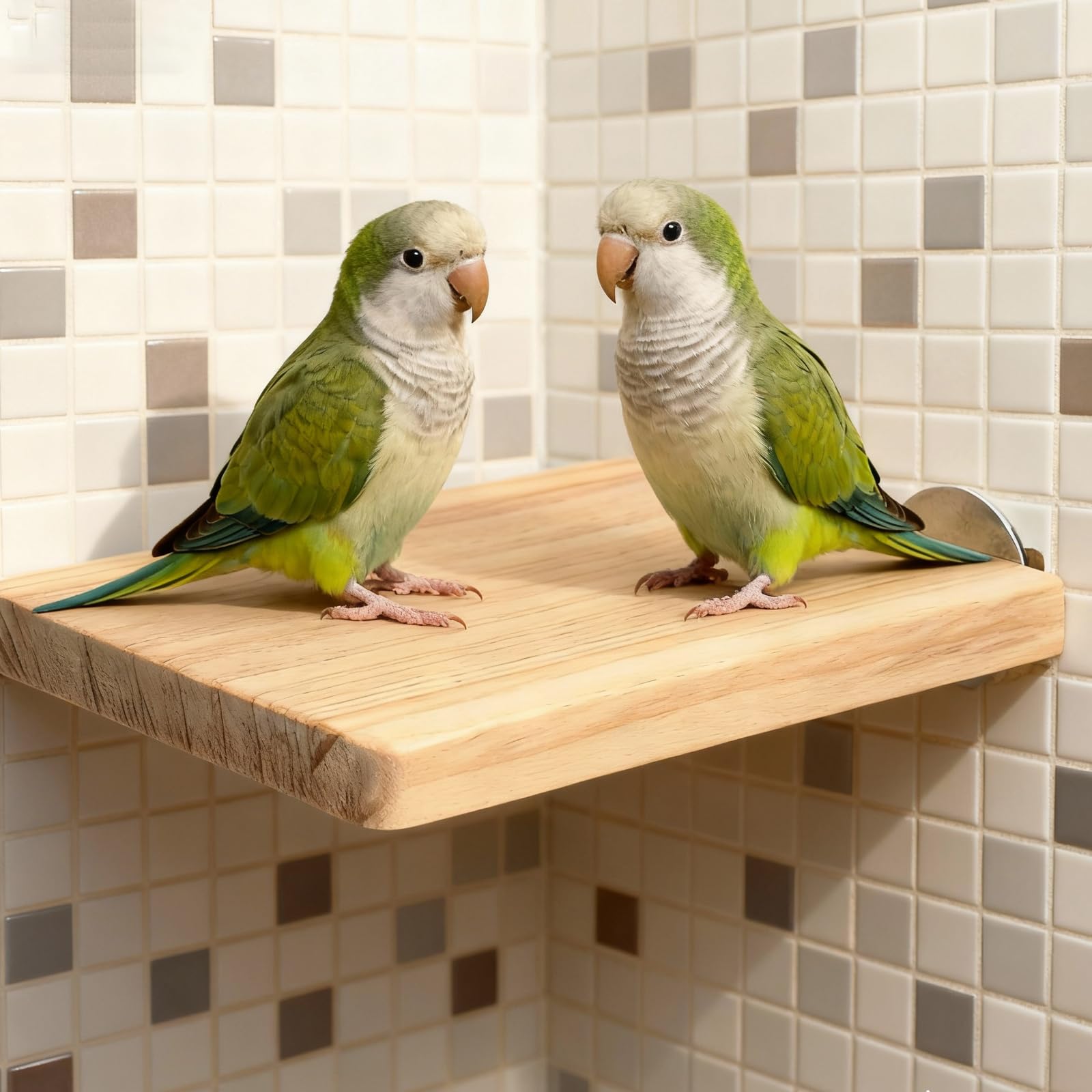 2 Plateformes Bois Naturel pour Oiseaux 13×9 CM, Perchoirs Rectangulaires Accessoires Cage à Oiseaux, Perchoir en Bois pour Perruche Canari Calopsitte Perroquet Hamster Cochons d’Inde