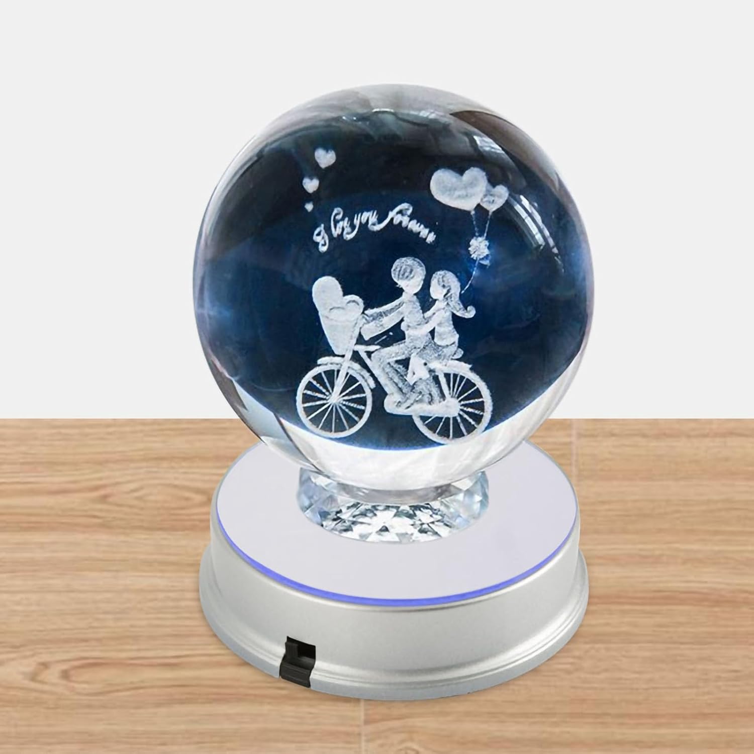 Plastic Crystal Base Stand, 2/4/6 Colorful LEDs Light Rotating Crystal Display Stand Base for Glass Crystals Spherical Artwork (2 Lights)