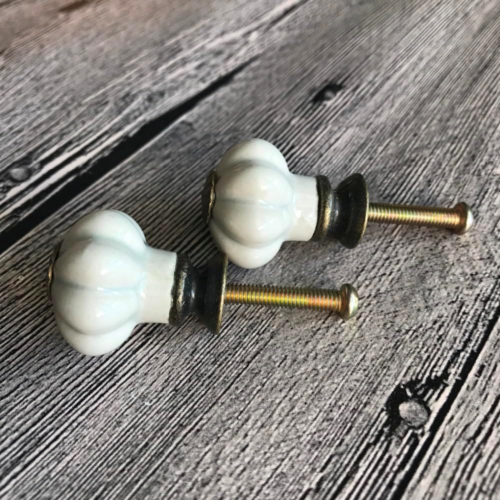 8pcs Grey VintaCeramic Door Knobs Pumpkin Cabinet Cupboard Drawer Small Pull Handle For Kid's bedroom kitchen living Room