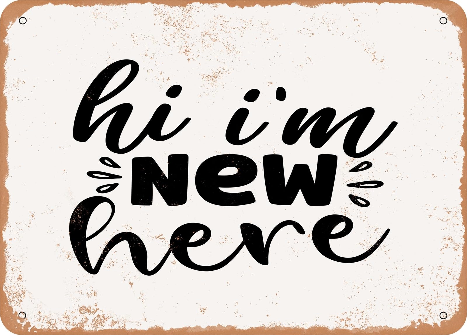 Metal Sign - Hi I'm New Here - 2 - Vintage Look Sign home decor