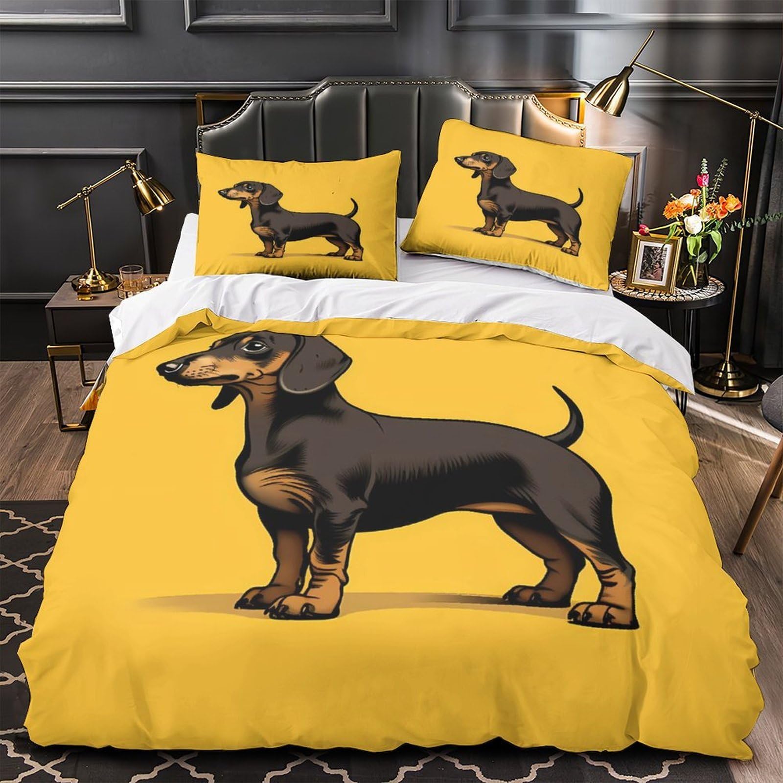 Housse de couette teckel fermeture éclair pour lit double 200x200 cm