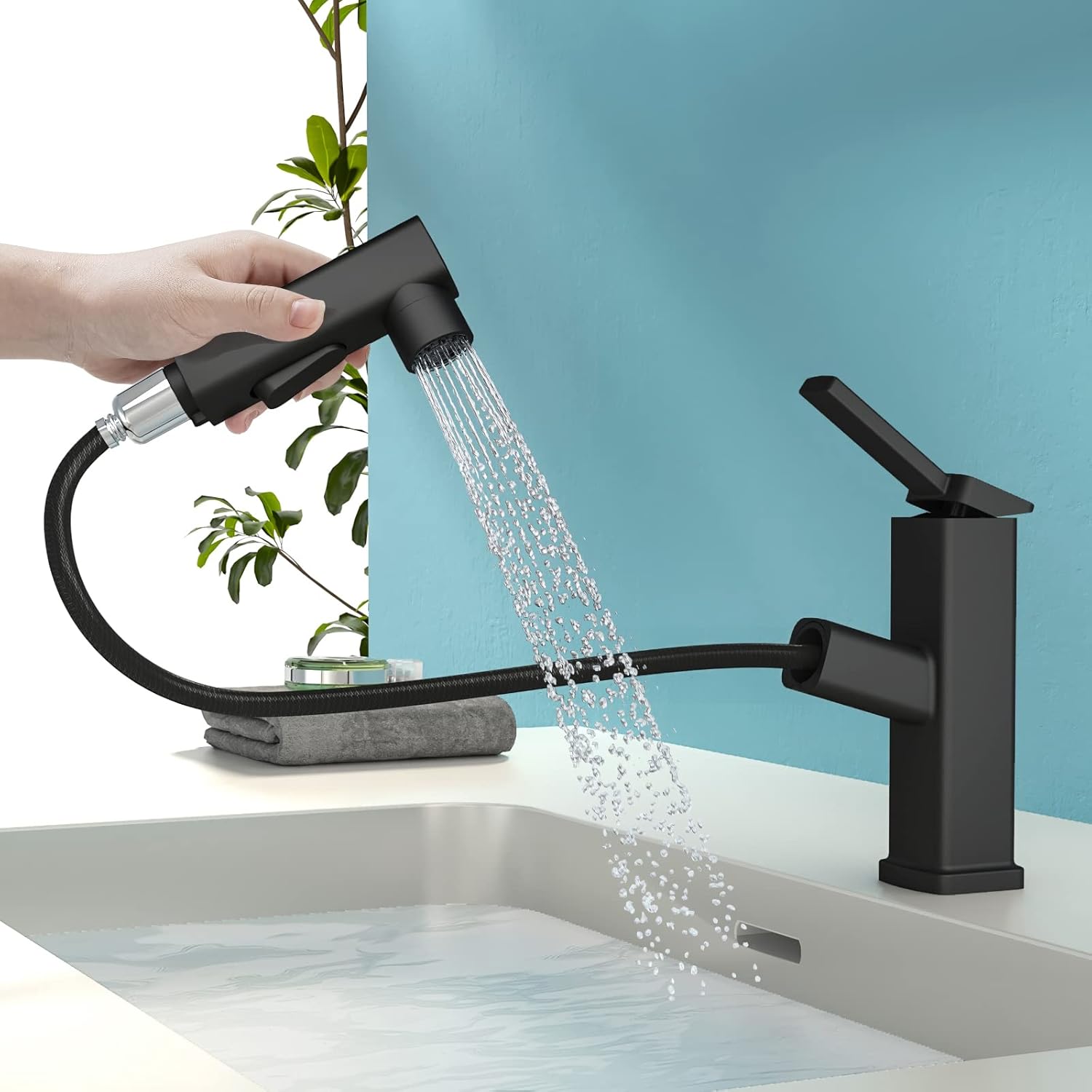 HEROBAI Single Hole Bathroom Faucet, Fountain Bathroom Faucets with