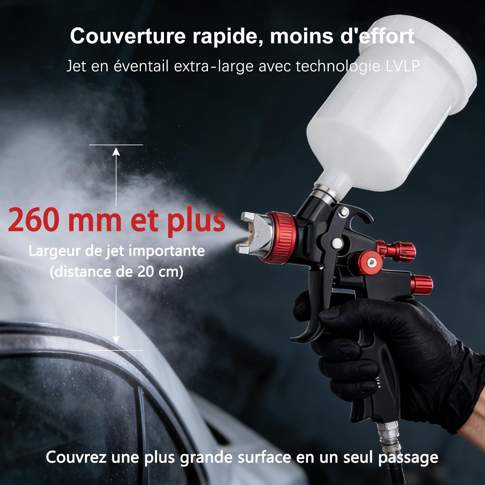 HVLP - Kit pistole pneumatiche, con ugelli da 1,3/1,7/2,0 mm, pistola per autoveicoli attrezzata con regolatore di flusso d'aria e separatore, pistola per verniciatura pneumatica professionale