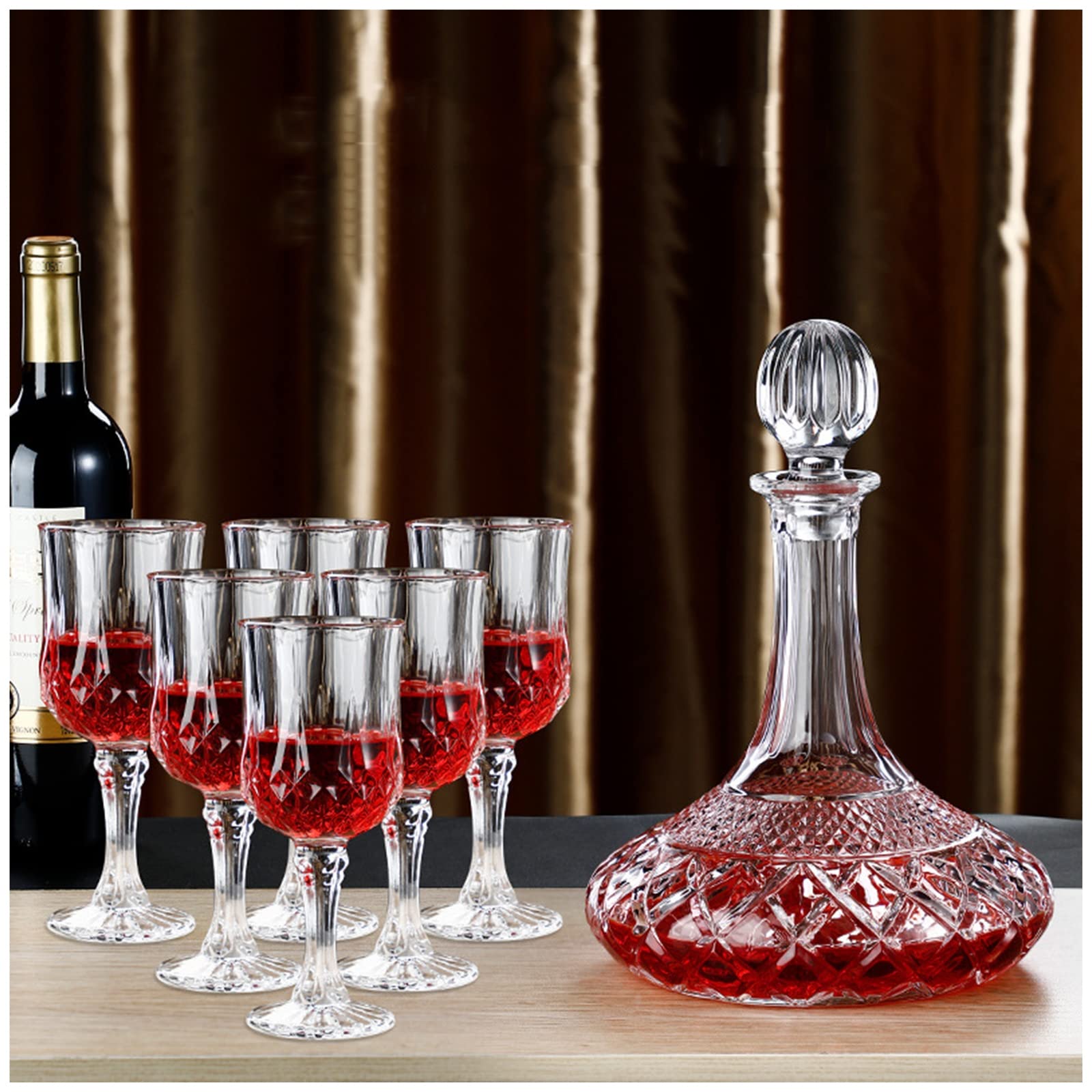 Set di Bicchieri da Vino Rosso in Vetro, Vaso di Bottiglia, Cristallo con Tappo di Bottiglia, Strumento da Bar, Bar per La Casa, Brocca per Vodka, Caraffa per Vino, Bicchieri