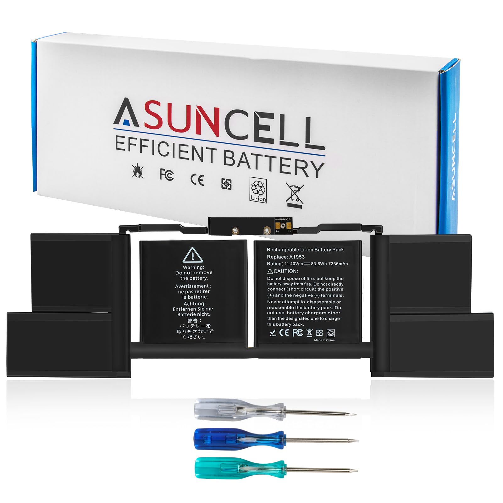 ASUNCELL Battery for MacBook Pro 15 Inch A1990 (Mid 2018 2019), Laptop Battery Replacement Model A1953 Battery EMC 3215 3359 7400mAh (Upgraded 6.2 Versions)