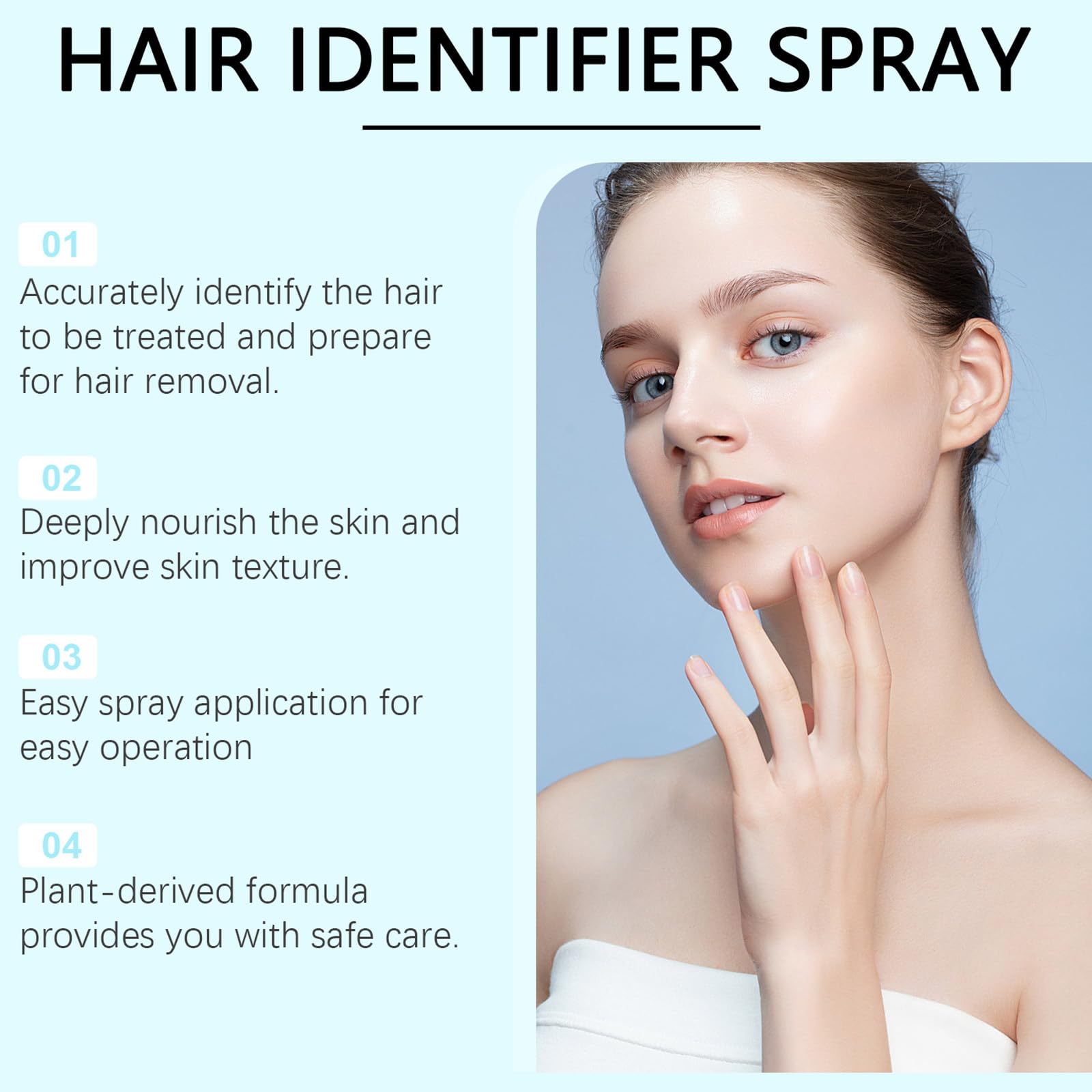 Hair Identifier Spray, Identyfikacja Włosów Do Czyszczenia Twarzy, 100 Ml, Szybkie Depilacja, Hamuje Wzrost Włosów, Odpowiedni Do Wszystkich Typów Skóry-Niebieski