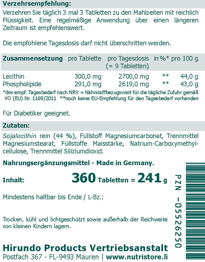 Lecithin 300 mg vegane Tabletten 360 Stk.