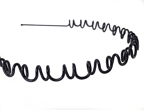 Banda de pelo ondulado negro unisex para sujetar el cabello largo