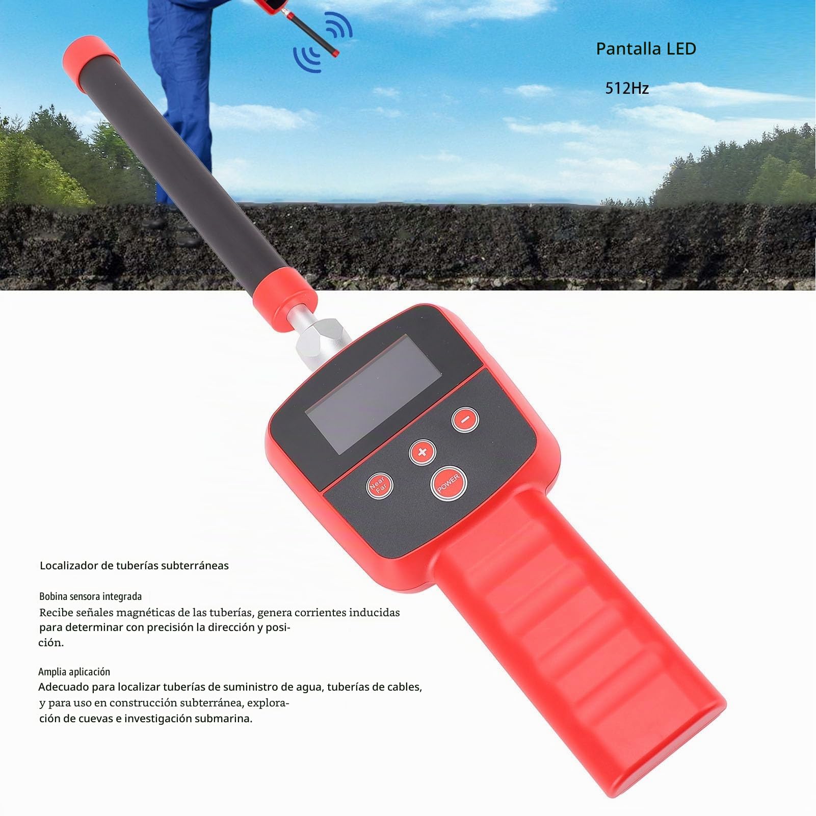Localizador de tubería subterránea de 512 Hz Localización de tubería LED resistente al agua Localización de la tubería para el detector de obstrucción de la tubería para tuberías