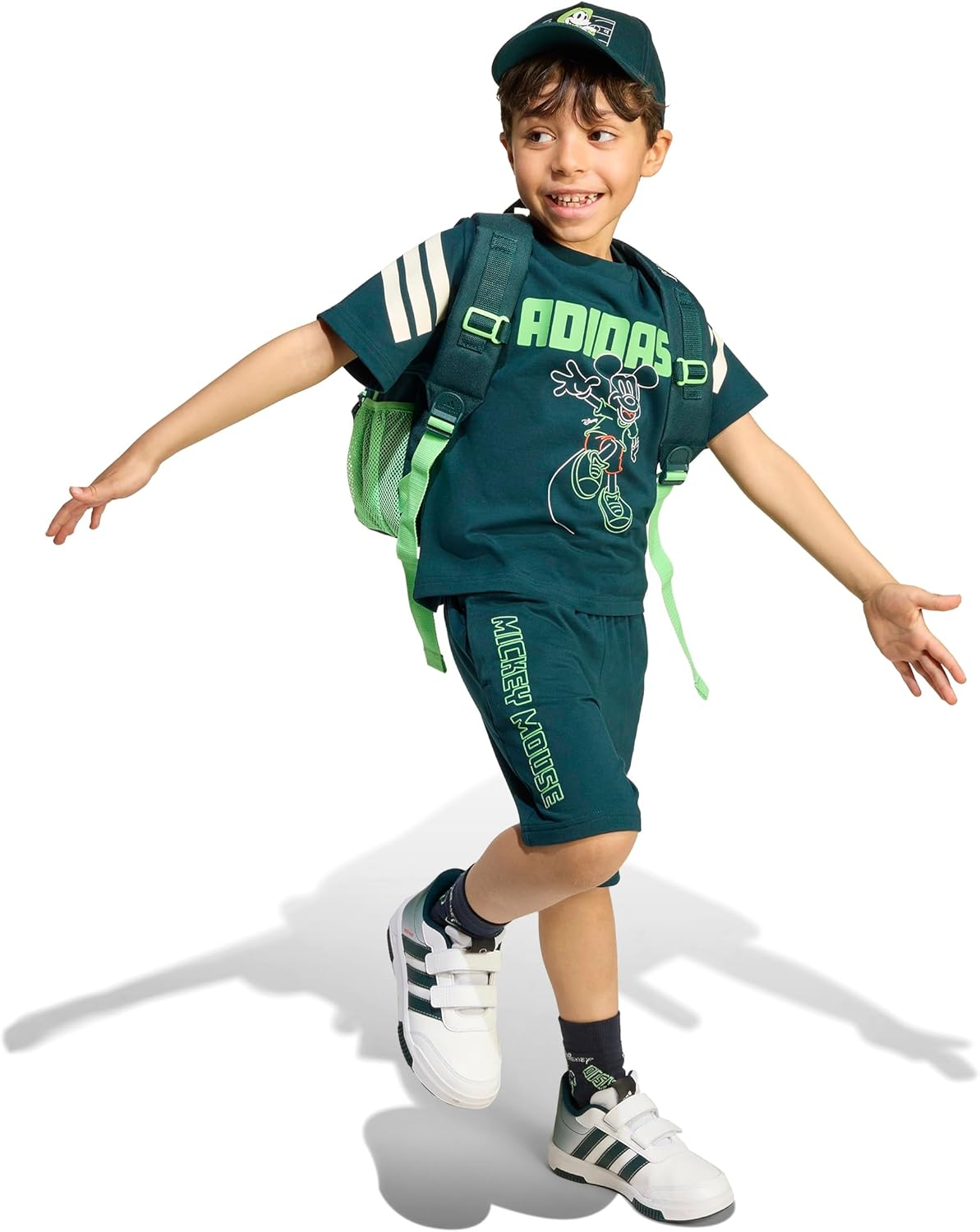 adidas Unisex-Kids Disney Mickey Mouse T-Shirt Set, Aurora Ivy/Off White/Lime Burst, 2 Years - Image 3