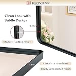 Keonjinn 20" x 30" Miroirs de salle de bains noir pour surpuissant, miroir de salle d'eau rectangle arrondi pour mur, miroir à cadres noir mat avec cadre en métal, HD Verre trempé (horizontal/vertical)
