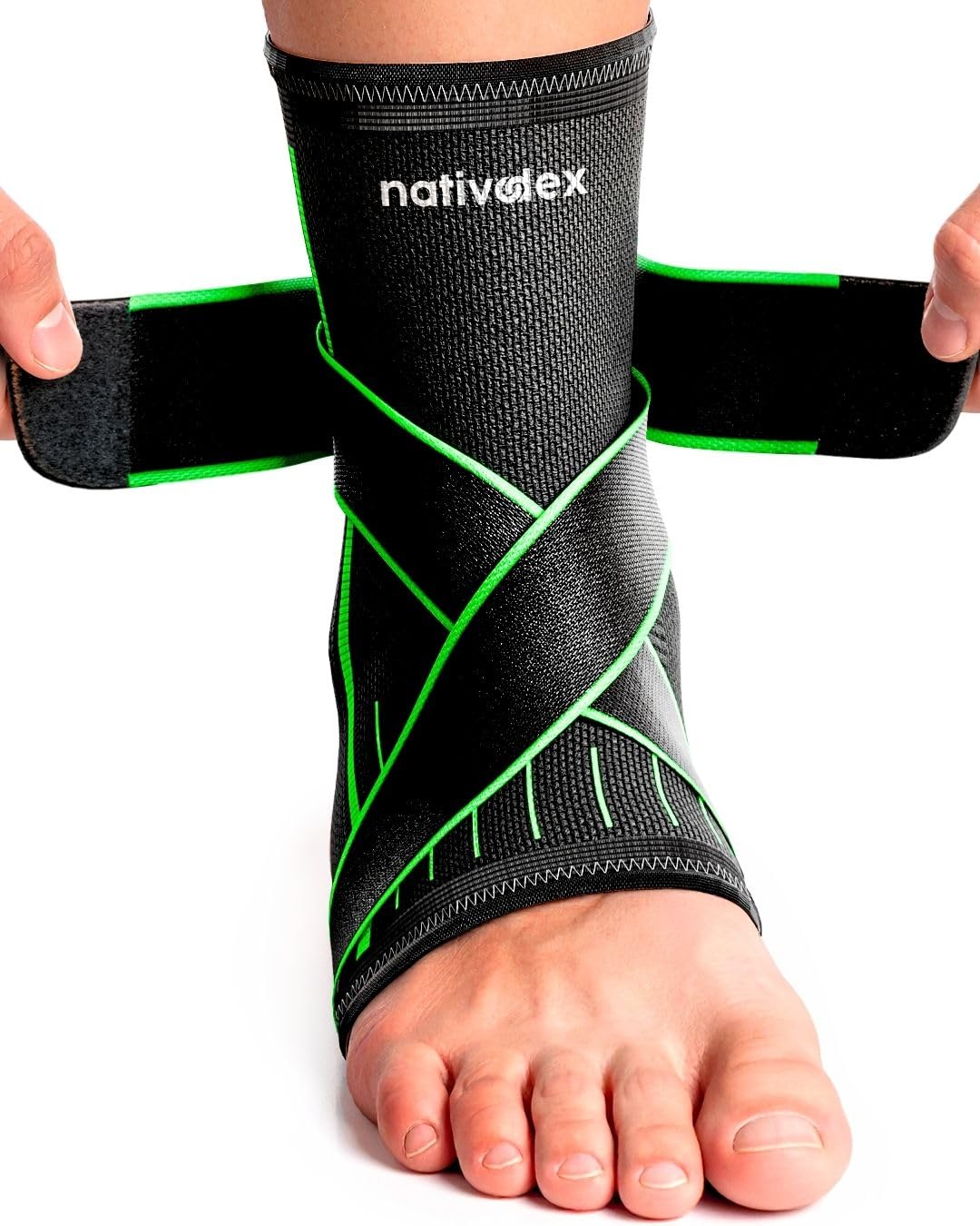 NativoDex Ankle Support Brace – Adjustable Ankle Compression for Sprains, Plantar Fasciitis, Achilles Tendonitis, Ligament Injuries – Breathable Foot Brace for Men & WomenOEKO-TEX STANDARD 100