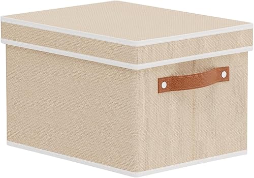 Contenedor de almacenamiento plegable, caja de almacenamiento de 10.2 x 7.8 x 6.7 pulgadas con tapa, organizador de armario para organizar con asas,