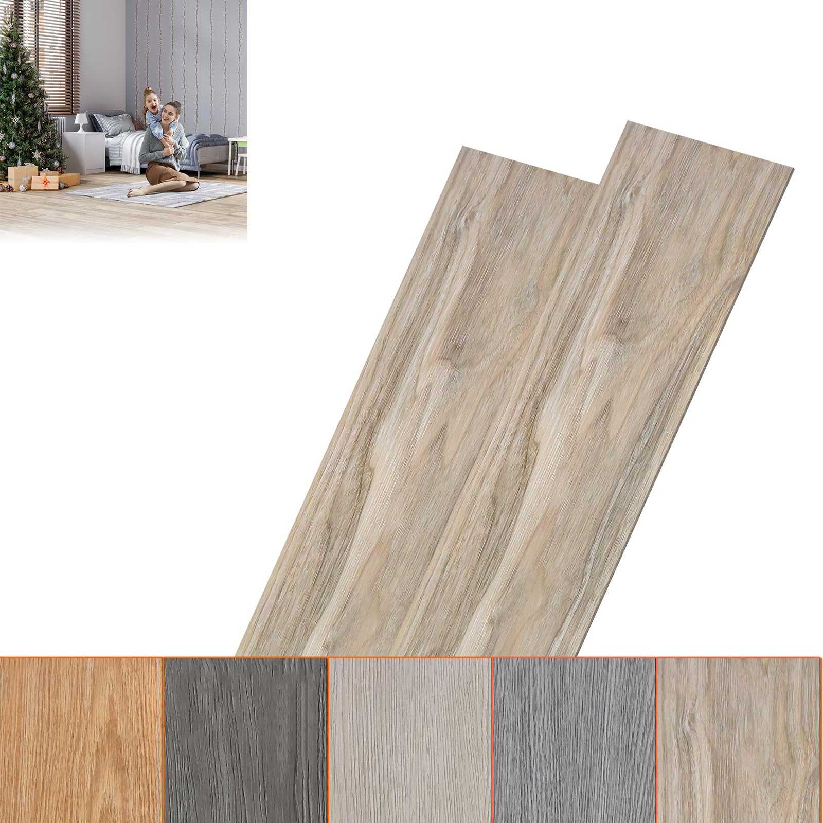ACXIN Pavimento in PVC, pavimento in vinile autoadesivo, 36 unità per pavimenti di circa 5 m², vinile adesivo, effetto legno, 91,44 x 15,24 x 0,2 cm (rovere bianco)