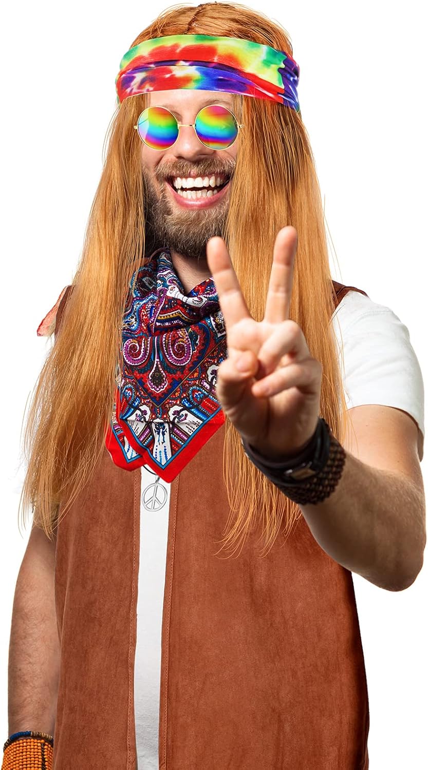 SATINIOR Hippie Costume for Men Women 60s 70s Outfits Costume Mens Hippie Vest Fringe Vest Clothes for Carnival Cosplay - Image 6