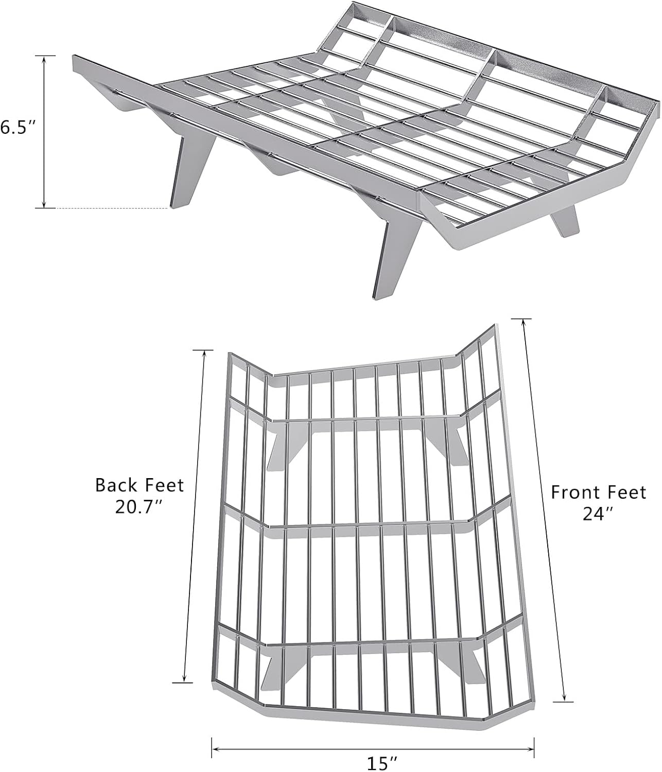 BeneLabel SUS304 Stainless Steel Fireplace Grate 24 inch, Heavy Duty Chimney Hearth Wood Stove Burning Rack Holder, Fire Grate Wood Log Rack Stove for Indoor Outdoor