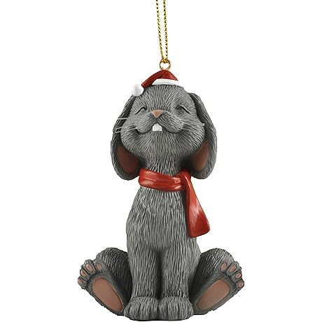 Whimsical Grey Bunny Hanging Ornament