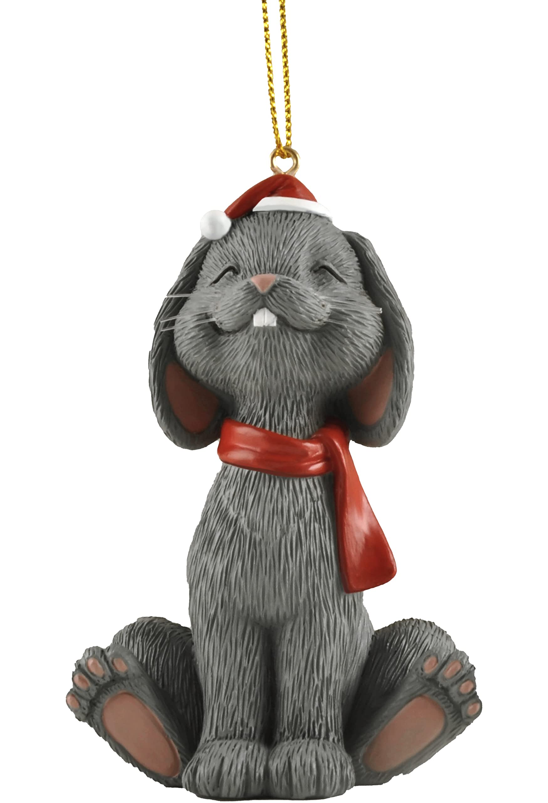 JFSM INC.Whimsical Grey Bunny Christmas Ornament Figurine Holiday Collectible - Happy Bunny Collection - Bunny Lover Gifts for Women, Christmas Tree Ornaments, Bunny Christmas Ornaments