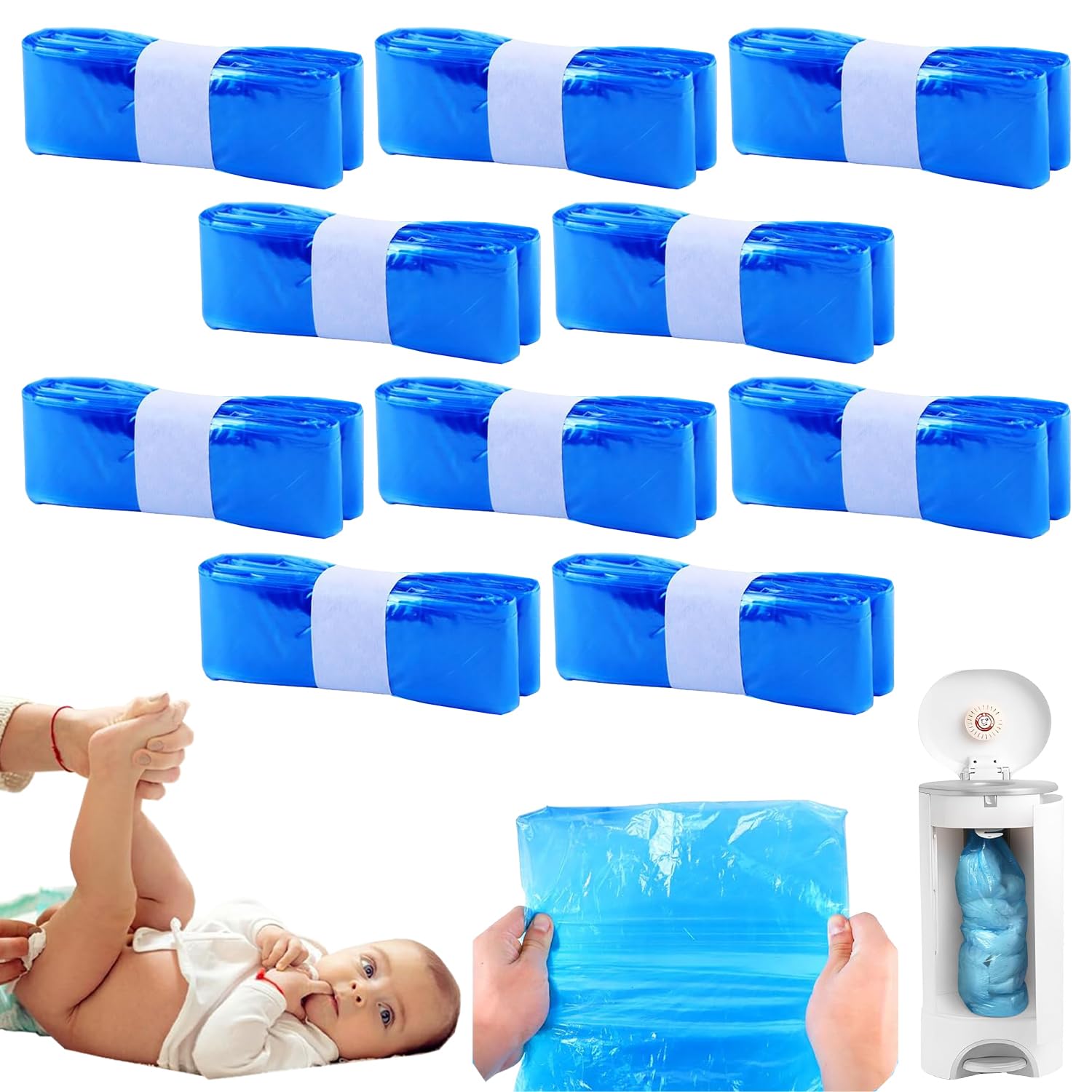 IVhomeshop Set di 6 ricarica Compatibili con sistema smaltimento per pannolini AngelCare & Litter Locker II & Litter Locker Fashion & Tommee Tippe pellicole di ricarica