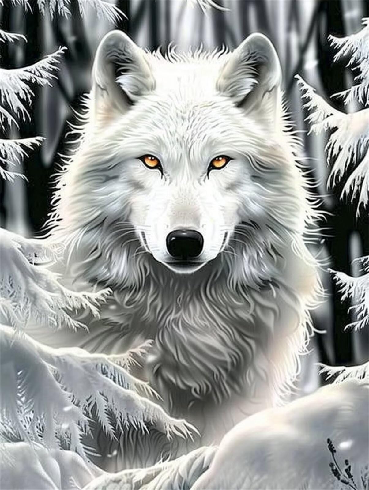 Diamond Painting Wolf Diamond Art Kits Adults&Kids&Beginners 5D Dimond Art Painting, Diamond Dots Crystal Art Embroidery, DIY Gem Art Square Diamond Painting Animal, for Home Wall Decor Gifts 30x40cm