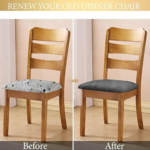 Miniatura 3 de Juego de 6 fundas de asiento de terciopelo para sillas de comedor, fundas de asiento elásticas para sillas de comedor, fundas de asiento lavables y