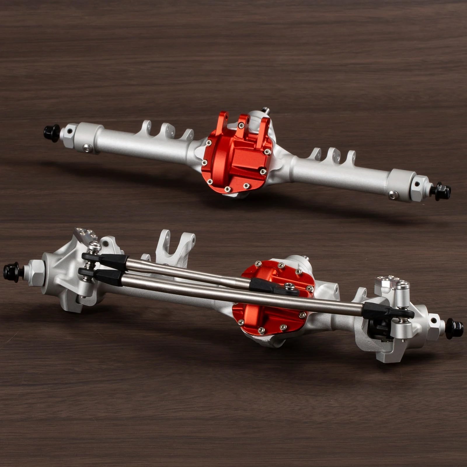 HooCrawler 1/10 RC Aluminum Integrated Axle Offset Straight Axle Set with CNC Machining High Strength Steel Gear for Vanquish VS4-10 Axial SCX10 II 1/