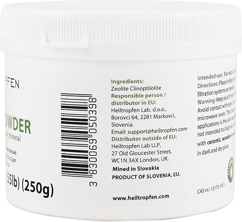 Miniatura 3 de Polvo de zeolita | 3 veces activado | 0.55 libras 8.82 oz | Ultra fino menos de 2 µm | Clinoptilolita 94+-3% | Polvo mineral natural | Heiltropfen