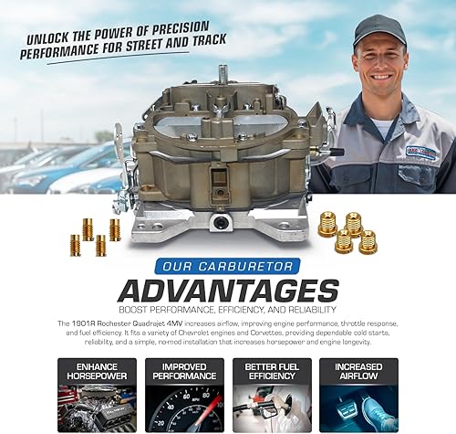 Miniatura 5 de Carburador Rochester Quadrajet de 4 barriles  Compatible con Chevy Quadrajet 1901R 4MV Chevy 66-73 Manual Divorciado Choke Reemplazar Corbetas 75-79