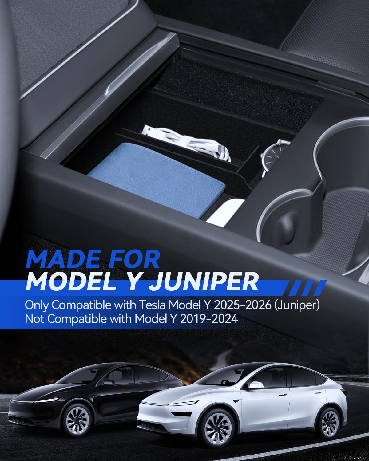 Tesla Model Y 2025 Juniper Organizer do konsoli środkowej silikonowy tacka akcesoria