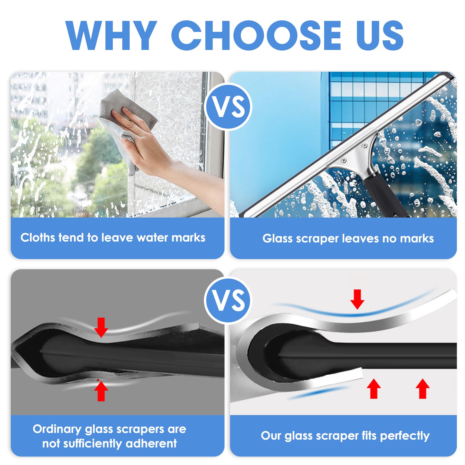 Black 35cm 14in Glass Squeegee For Window Cleaning, All Purpose Home Cleaner Tool For Car Windshield, Mirror, Glass Door (14in/35cm, Black - View #8