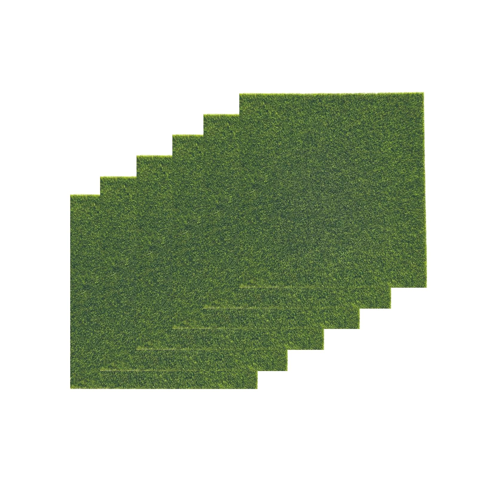 Pinpulux 6PCS Fake Grass Sheets 15x15cm Artificial Grass Mats for Diorama Materials Dolls House Accessories Scenery Garden Toy Farm Decor Landscape Reusable Astro Turf Carpet Decoration