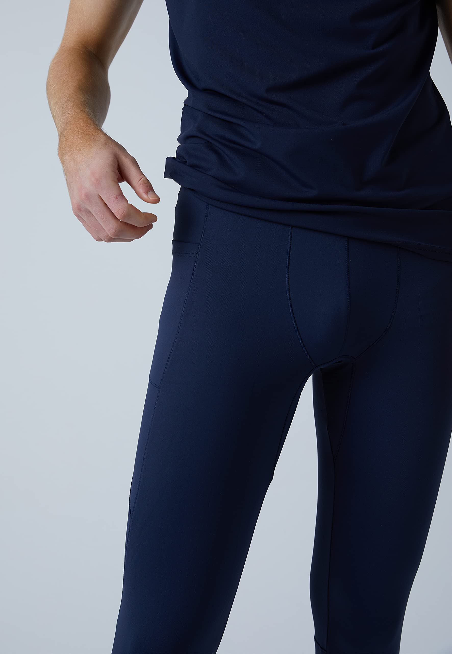Sportkind Jungen & Herren Lange Laufhose mit Taschen, Sport Leggings, Baselayer, atmungsaktiv, UV-Schutz