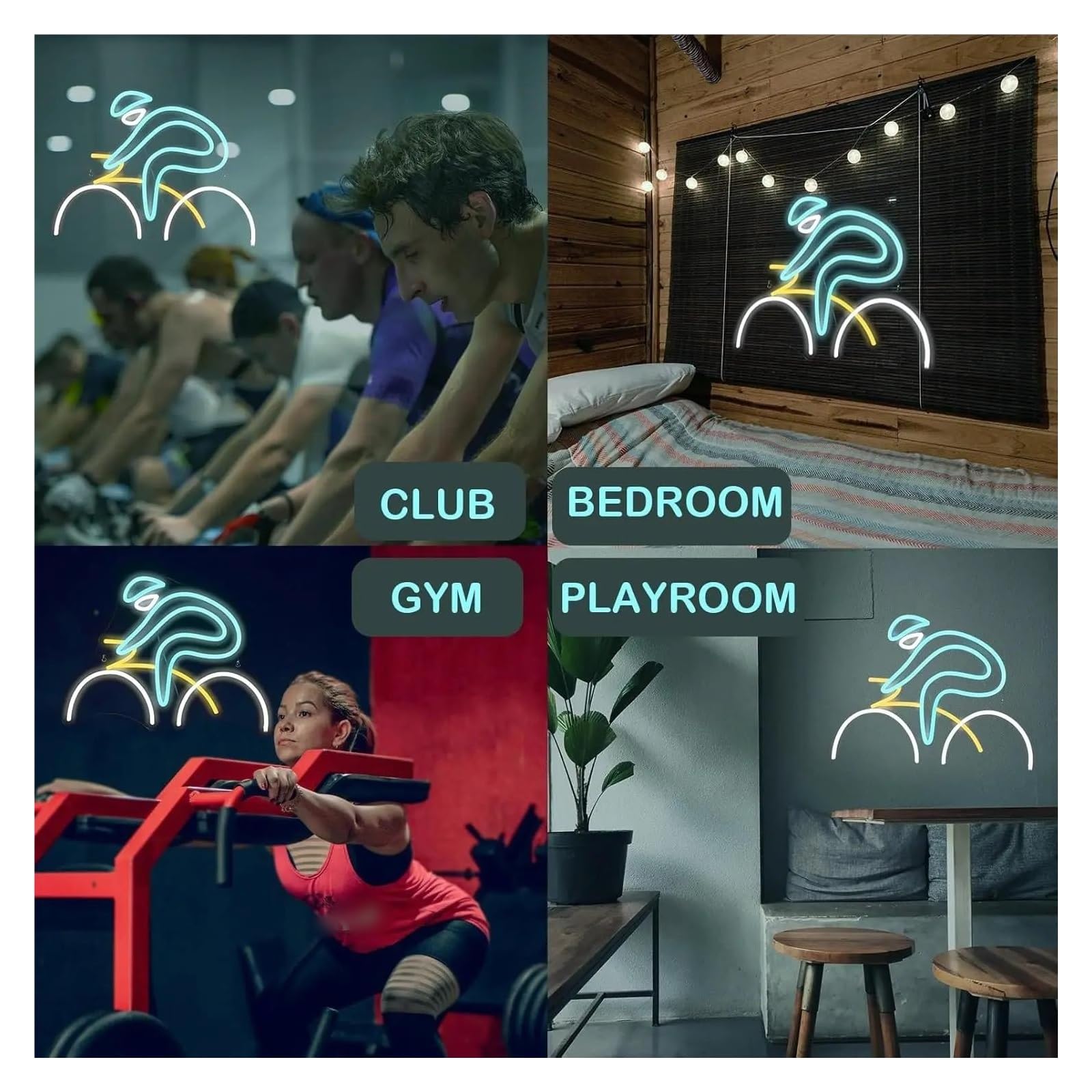 Wiszące neony artystyczne Neon Rowerowy Sport Jeździecki LED Light Z Możliwością Przyciemniania USB Do Sklepów Rowerowych Biura Dekoracje Ścienne Lampka Nocna 38cmx28cm