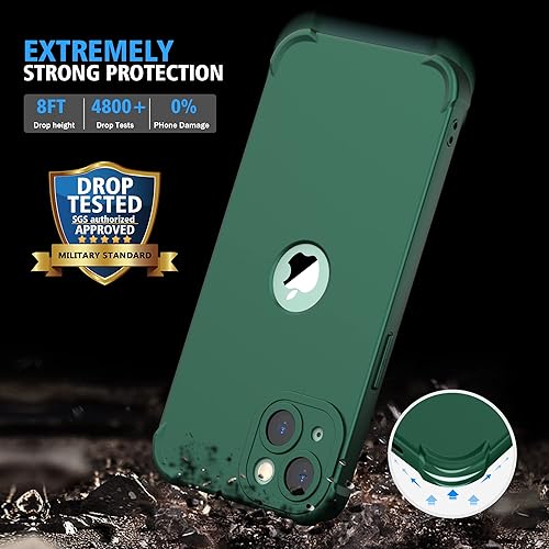 Miniatura 5 de ORETECH Funda para iPhone 13, con 2 protectores de pantalla prueba de caídas de grado militar de 15 pies protección de cámara cuerpo completo de 360