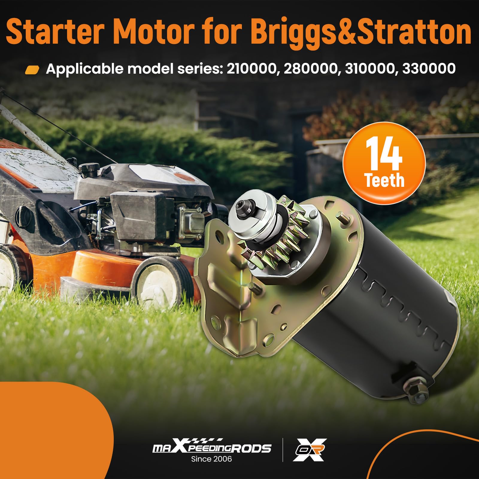 maXpeedingrods Motor de arranque para Briggs & Stratton, arrancador Tsarbo Motor de arranque de 12 V y 14 dientes para Cub Cadet para John Deere para Craftsman, etc. 693551 210807 215802 693552