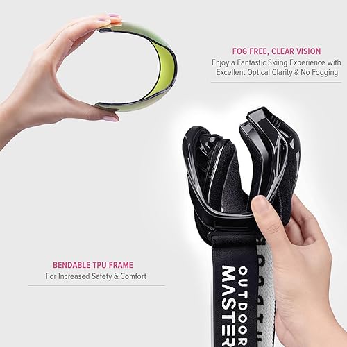 Miniatura 63 de OutdoorMaster - Gafas de esquí/snowboard para hombres, mujeres y jóvenes, 100% protección contra rayos ultravioleta, para usar sobre los anteojos