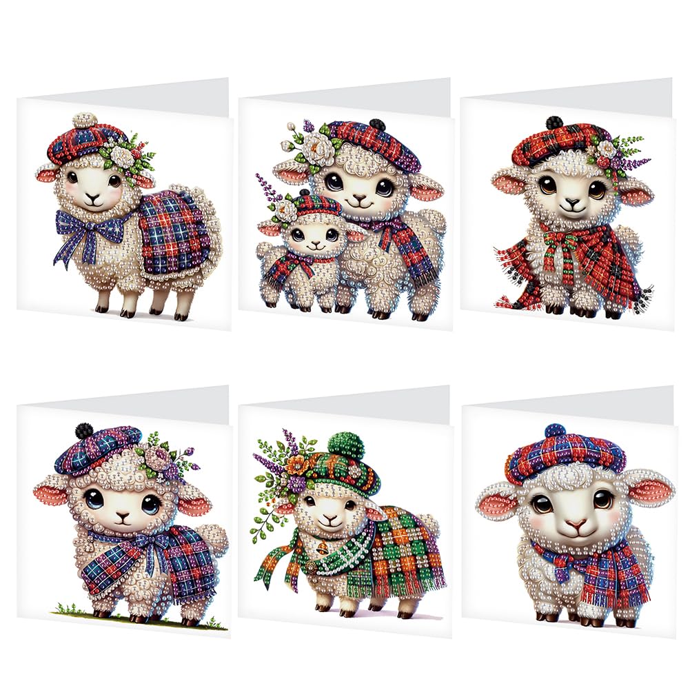 GETBSTOOP 6pcs Greeting Cards DIY Art Cards Arts Crafts (Sheep)