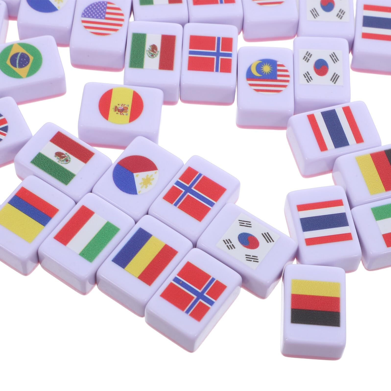 BESTonZON 64 Elementy Gry Planszowej Mahjong Z Flagami Narodowymi Małe Płytki Mahjong Gra Planszowa Z Flagami Państw Gra Planszowa Dla Rodzin Gry Planszowe Dla Par