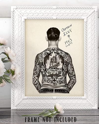 Miniatura 8 de Decoración de tatuajes Hombre tatuado Capitán Elvy Impresión artística sin marco de 11 x 14 pulgadas Decoración perfecta para tienda de