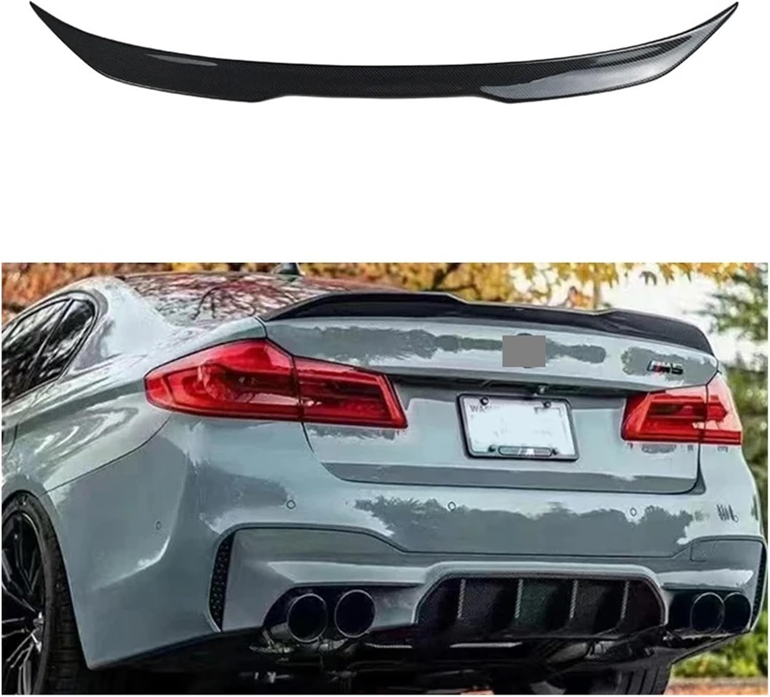 Pro Style Rear Trunk Roof Spoiler Lip Wing Body Kit Compatible with BMW G30 G38 F90 M5 M5+ 2017-2023 Car Styling Accessories Rear Fixed Wing(Carbon Look)