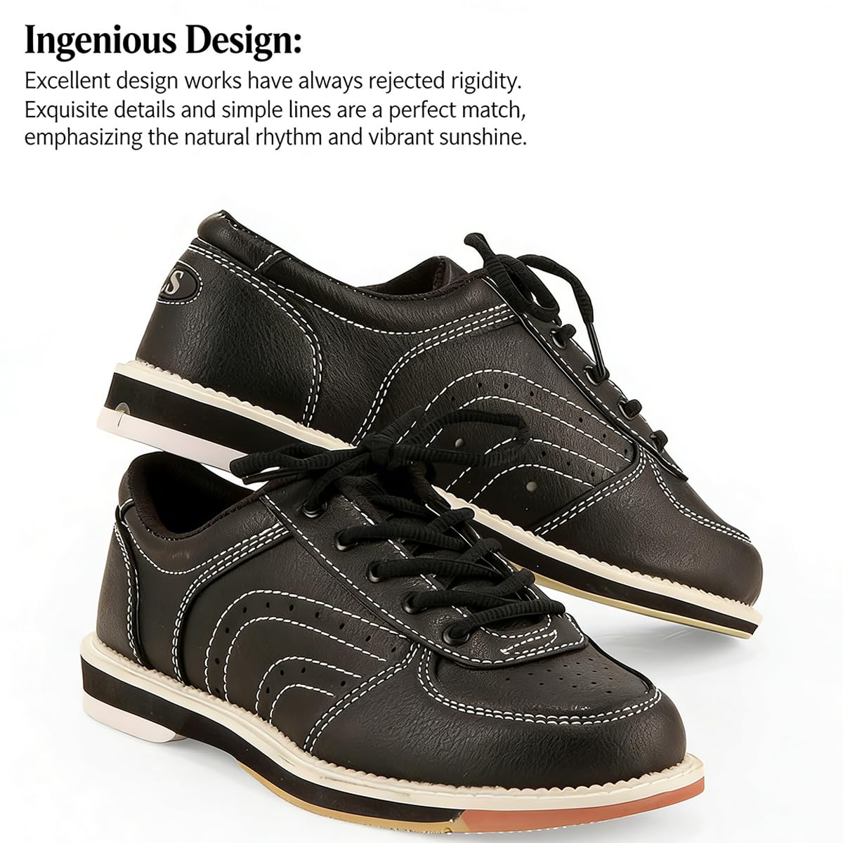 Herren Bowlingschuhe Leder bequemer Leichte Schnürung Bowling Trainingsschuhe rutschfest Atmungsaktiv Mikrofaser Sohle