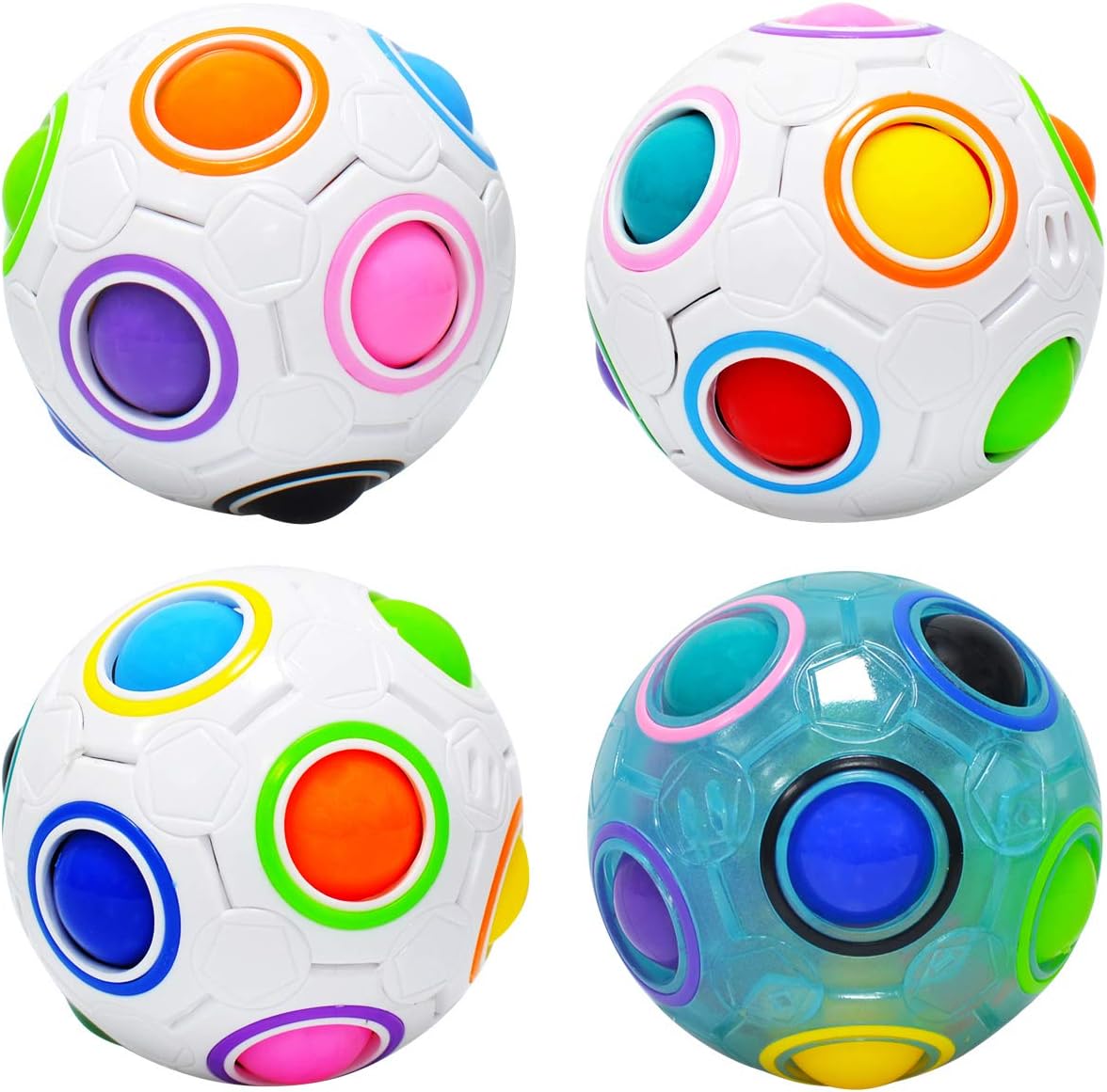 lunaoo Magic Ball Puzzle Rainbow Ball Cube, Spherical Cube Twisty Toy Kids Gifts 4 Pack
