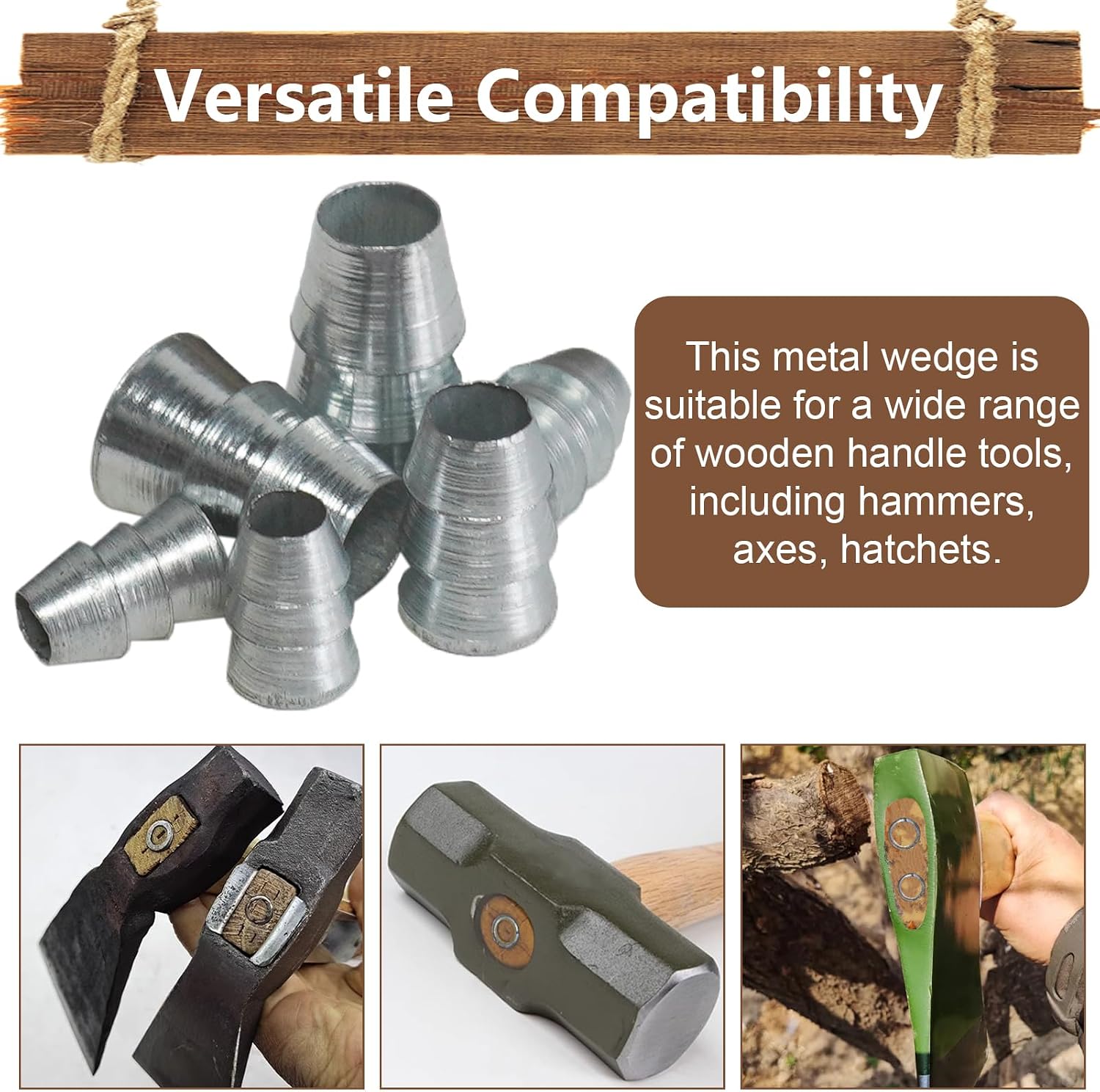 21 PCS Extended Round Axe Handle Wedge Safety Metal Wedge Hammer Handle Wedges Steel Wedge Kit for Axe Hammer Sledge (0.31/0.39/0.47 Inch)