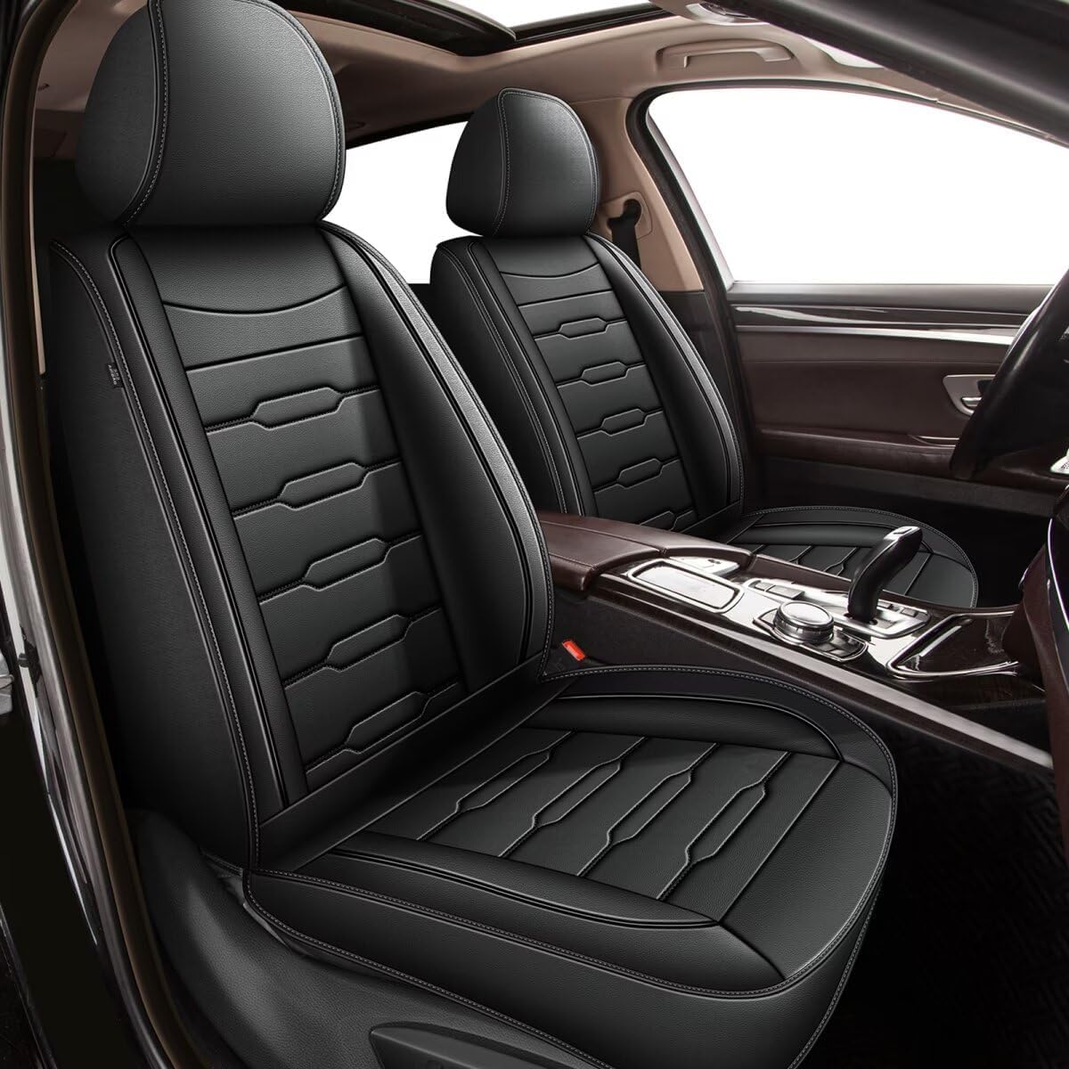 Photo 1 of AOMSAZTO Front Car Seat Covers Fit for Nissan Titan 2009-2024 2025 2026 Waterproof Faux Leather Car Seat Protector Seat Covers Vehicle Cushion Covers(Front 2 Seat,Black)