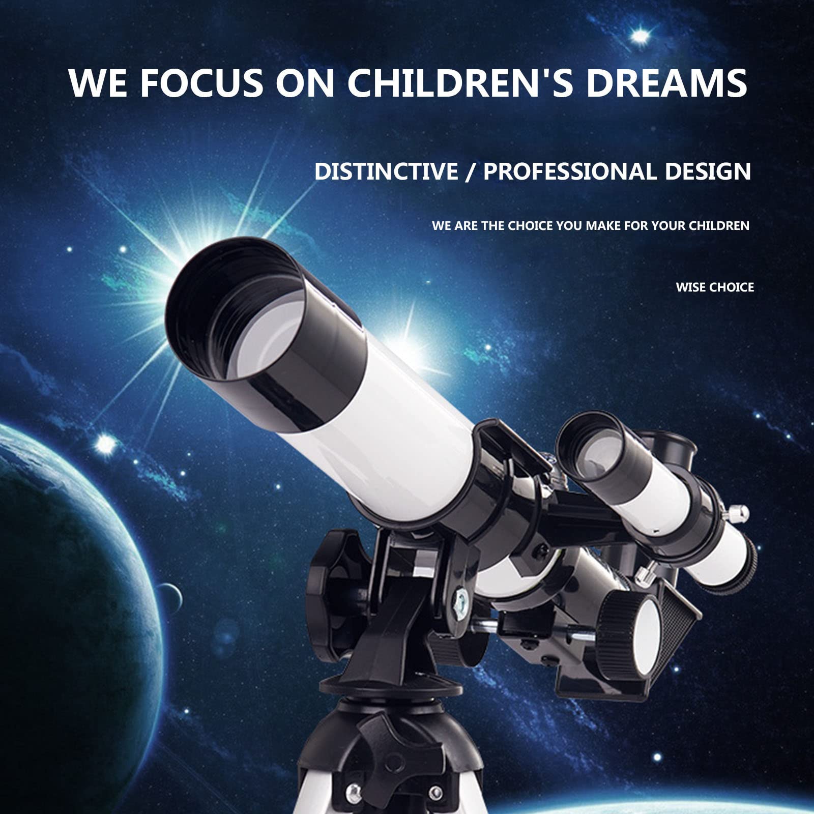 Telescopio Rifrattore 40mm Apertura 400mm Lunghezza Focale – Portatile Con Treppiede, Per Principianti E Bambini (7+ Anni), Regalo Scientifico