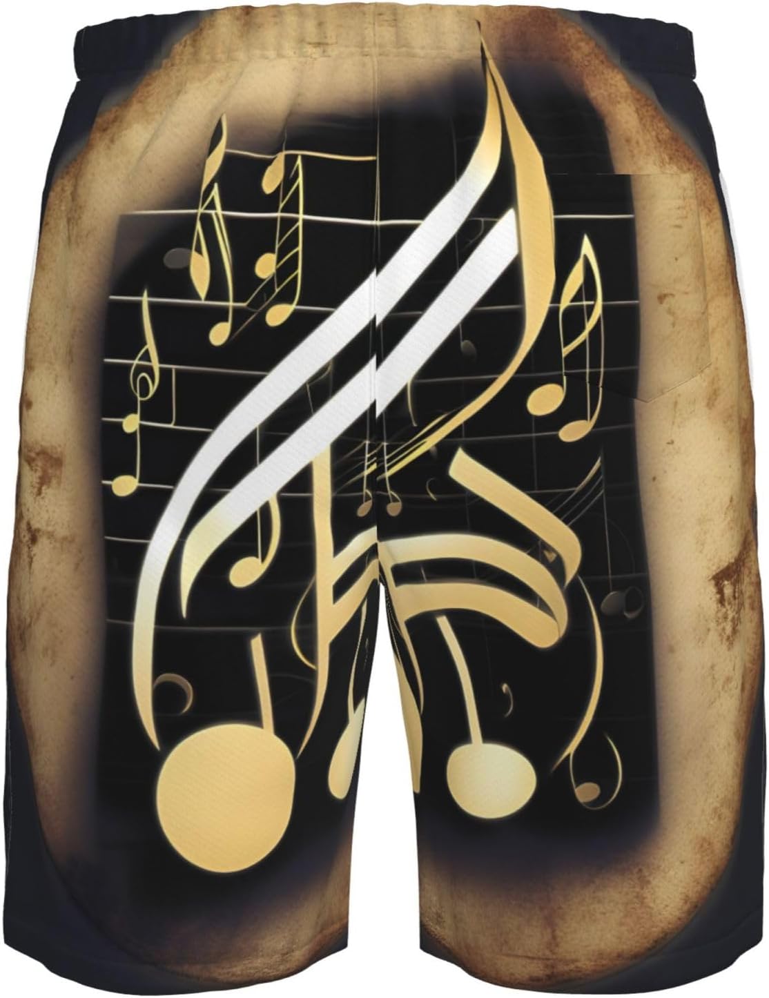 Music 1 Print Men's Quick-Drying Shorts Casual Beach Pants Stretch Waist Shorts and Pockets