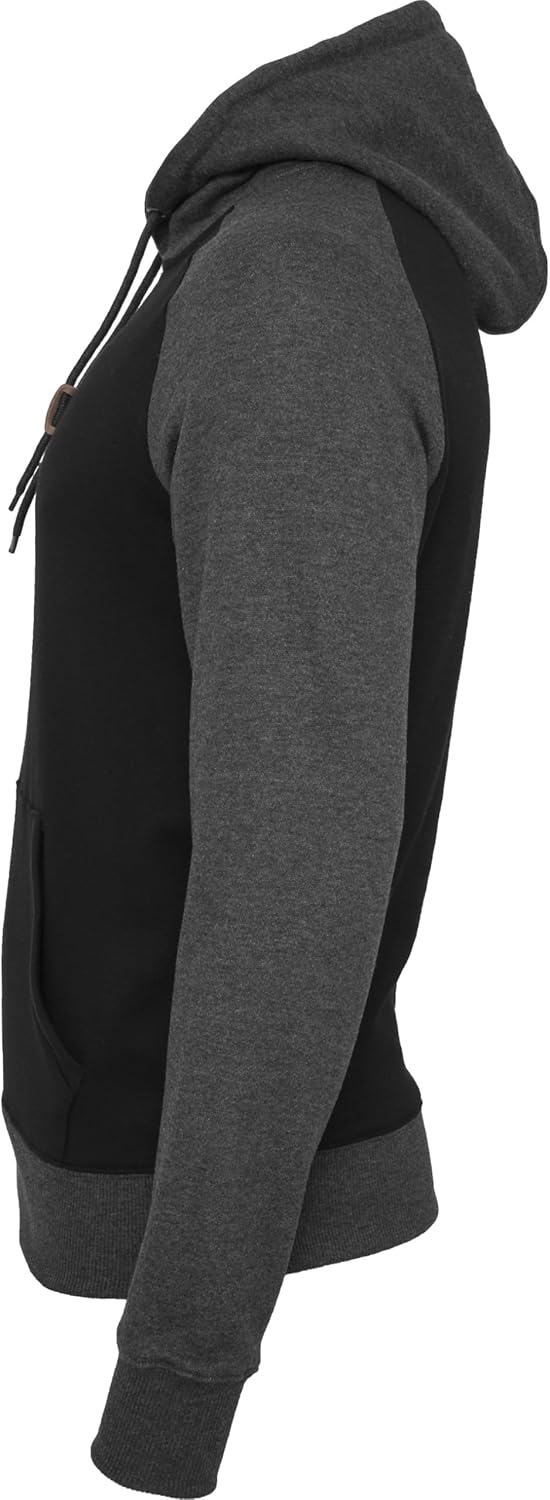 Urban Classics Mens Hoody TB666 Raglan Contrast Hoody Color: black/charcoal in Size: XX-Large