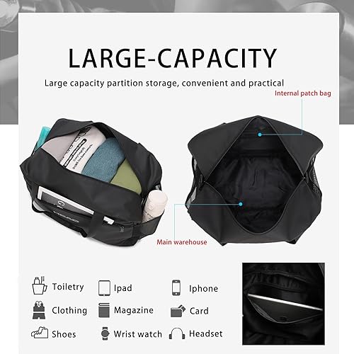 Miniatura 6 de HEAD Bolsa de viaje impermeable de 40L para hombres, bolsas deportivas grandes para gimnasio, fitness, fin de semana durante la noche, bolsa
