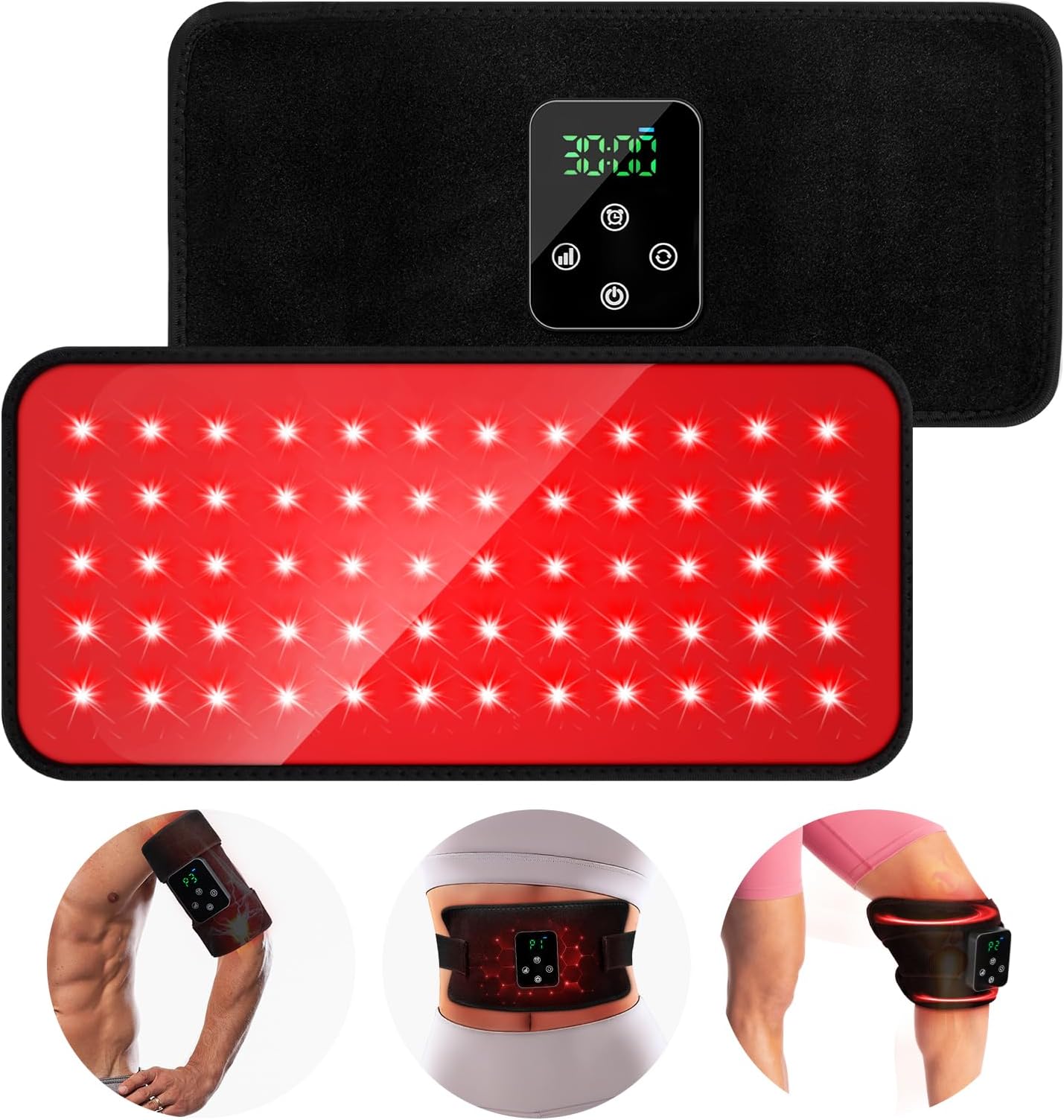 Red Light Therapy, Cordless Infrared Red Light Therapy Belt Wrap with Rechargeable Magnetic LED Screen Controller, Wireless Portable 660nm 850nm Infrared Red Light Therapy for Body Knee Pain Relief