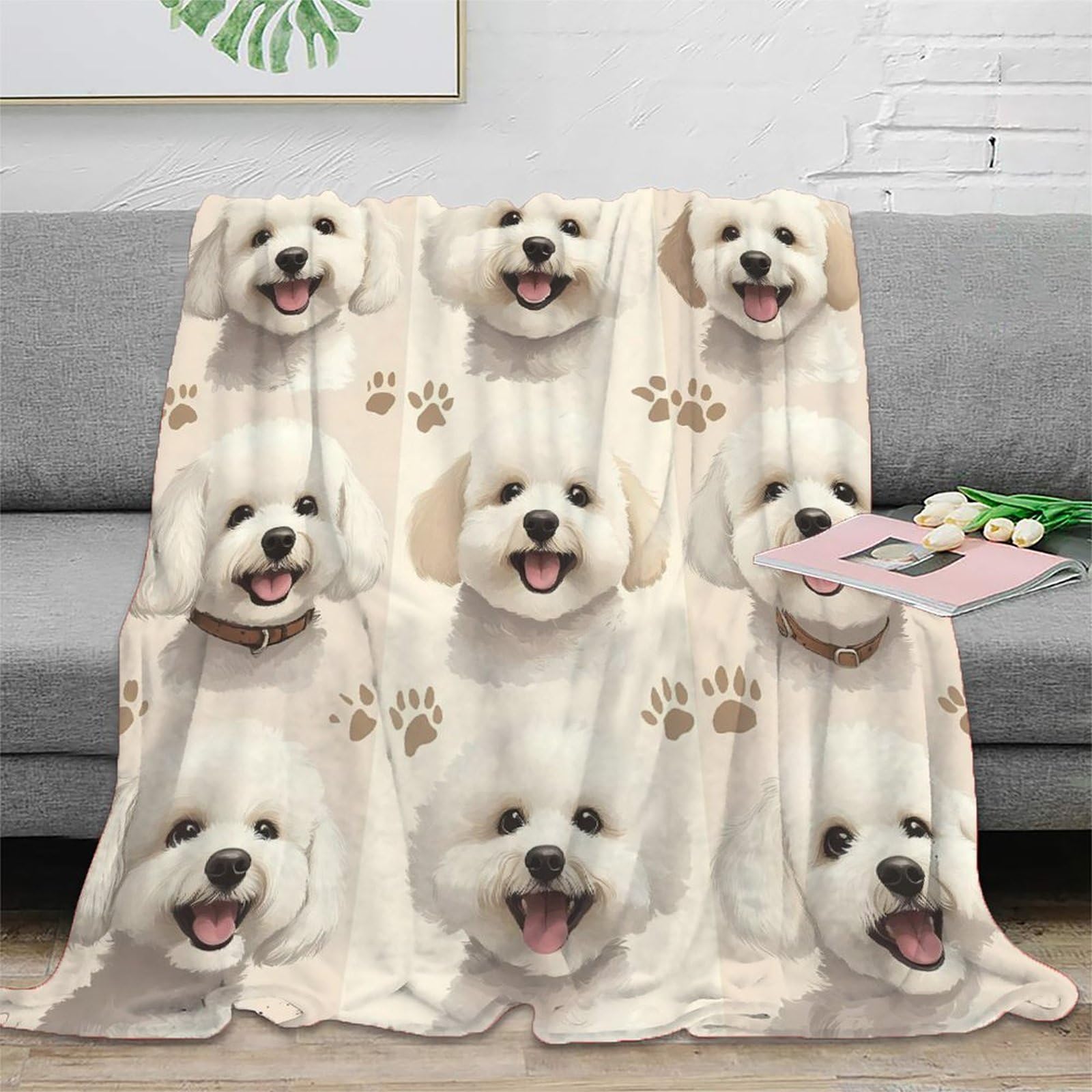 Phqazwsxe Xu52vys84n37 3D Printed Dog Faces Warm Blanket Microfiber Warm Thermal Bedding Soft Cartoon Pet Travel Blanket Heartfelt Gift For Wedding Anniversary Newlyweds Couples 40X50inch(100X130cm)